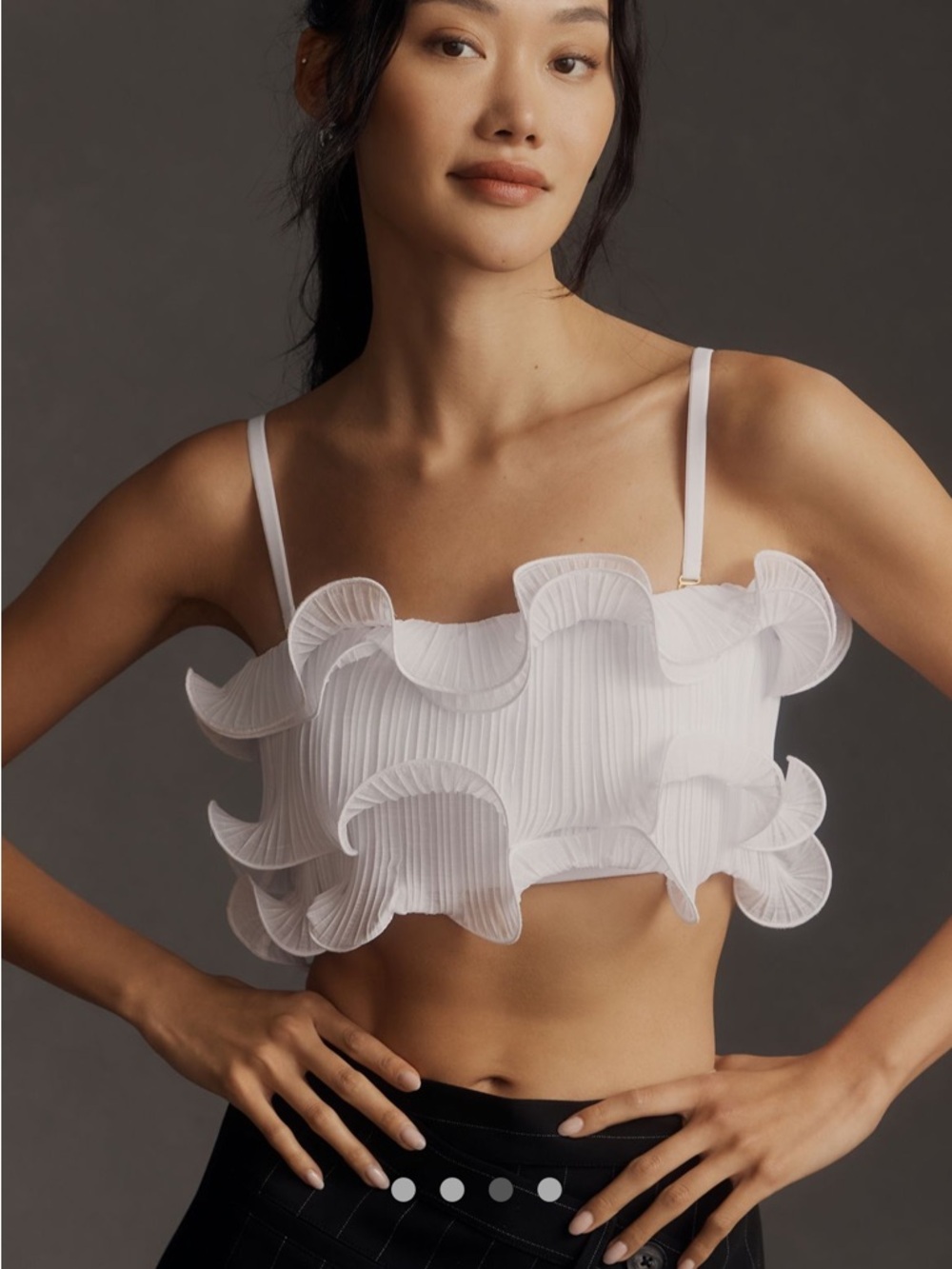 Anthropologie White Ruffled Crop Top